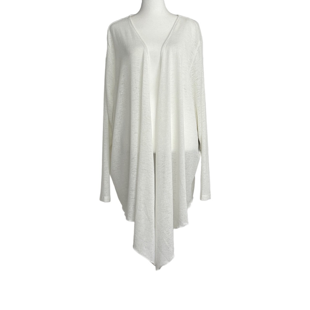 Catherines Long Sleeve White Open Front Resort Coastal Cover Up Cardigan NWT 3X